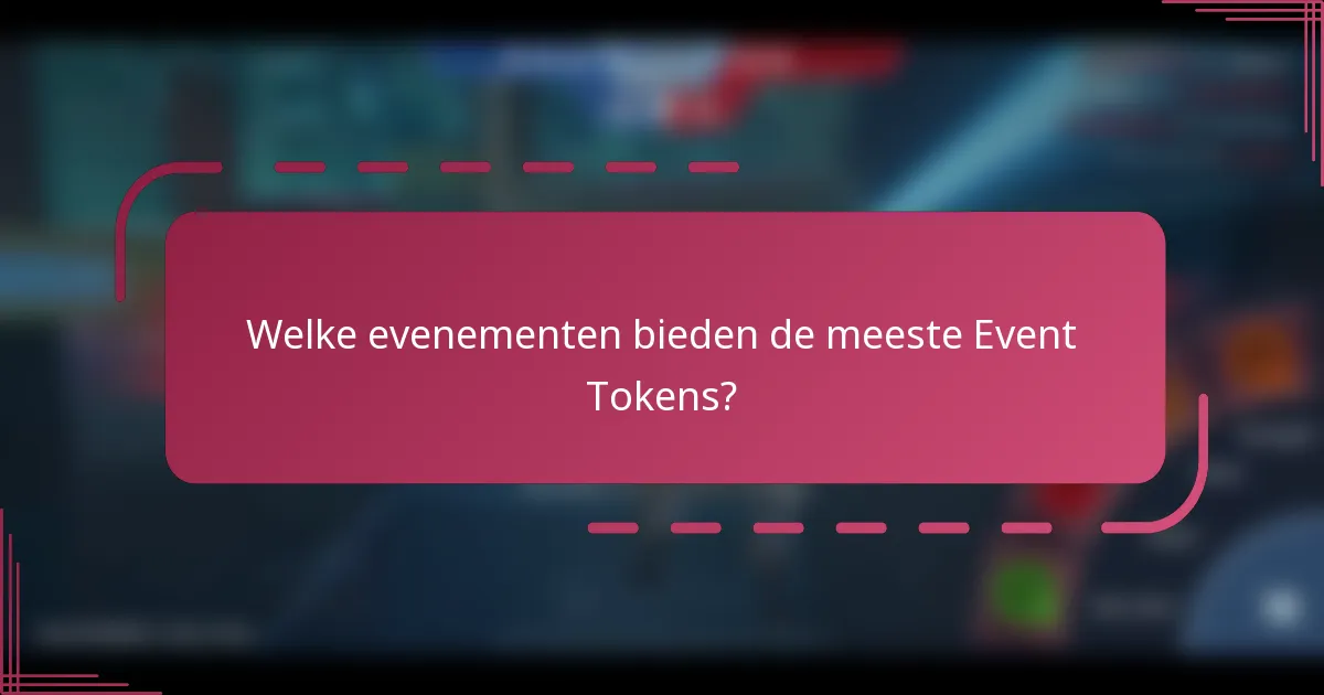 Welke evenementen bieden de meeste Event Tokens?